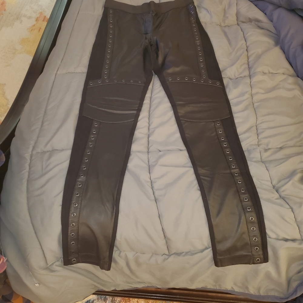 BCBG Maxazria pleather leather vegan black tights